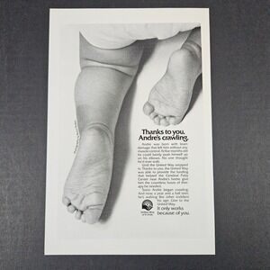 1982 United Way of Tri-State Vintage Print Ad Baby Crawling Bruce Plotkin Photo